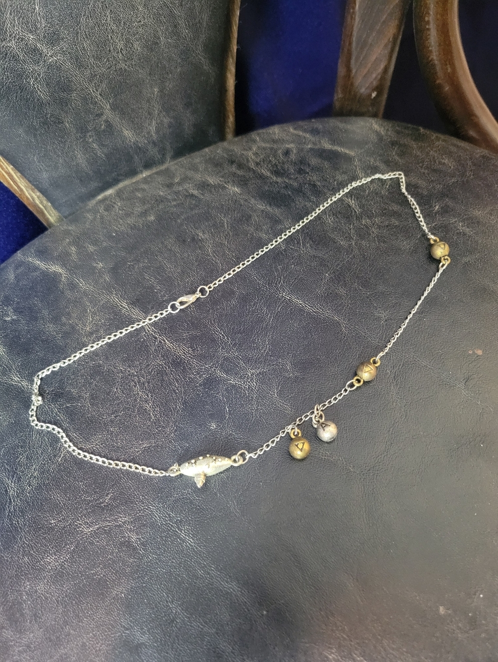 Nintendo LOZ Ocarina Of Time Inspired Chain Necklace with Gold Accent Charms
